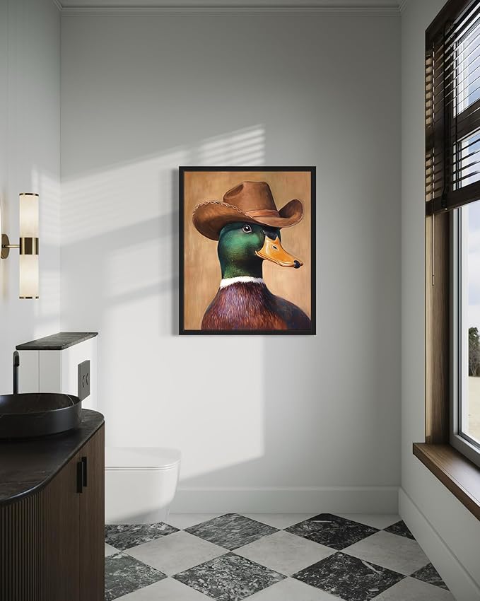 Mallard Duck Cowboy Art Print Poster Wall Art, Western Country Farmhouse Wild West for Bedroom, Bathroom, Living Room Art Decor 58 (Mallard Duck, 11 x 14 inches, Unframed)