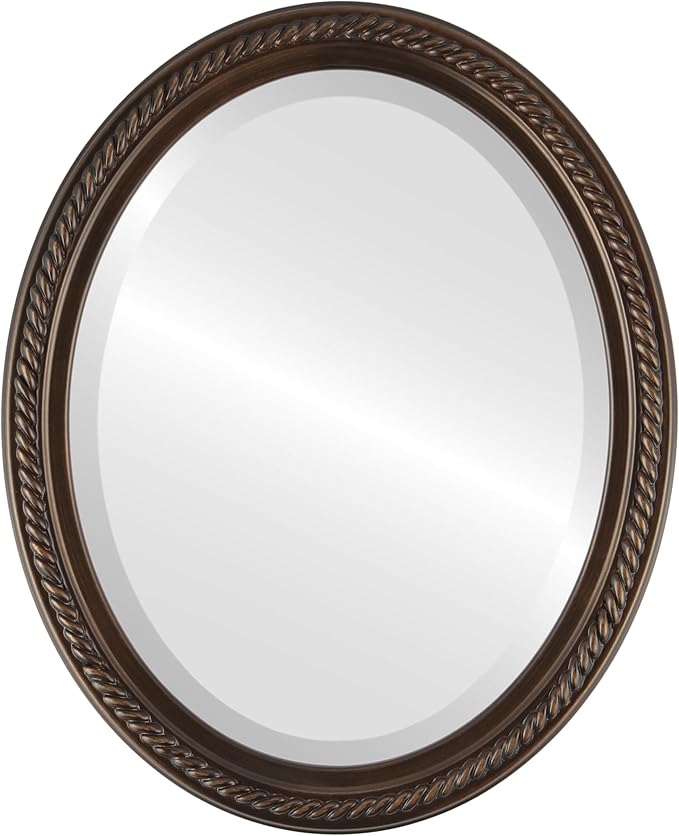OVALCREST Oval Beveled Wall Mirror for Home Decor - Santa Fe Style - Rubbed Bronze - 14x18 Outside Dimensions