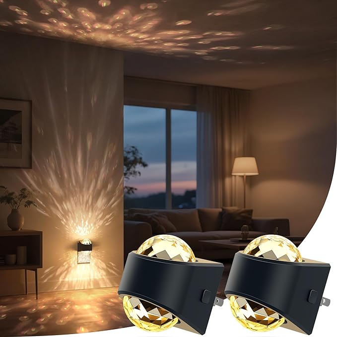 Night Light, Night Lights Plug into Wall, LED Projector Night Light, Soft White for Bedroom, Dimmable Brightness Dusk to Dawn Nightlight for Kids, Nursery, Bathroom, Home Decor, Gaming Room, 2 Pack