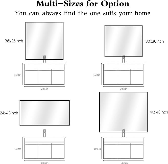 KOCUUY Black Bathroom Mirror, 30x36 Inch Rectangle Mirror for Over Sink, Modern Decorative Wall Mirror for Bedroom Living Room Bathroom, Hang Horizontal/Vertical