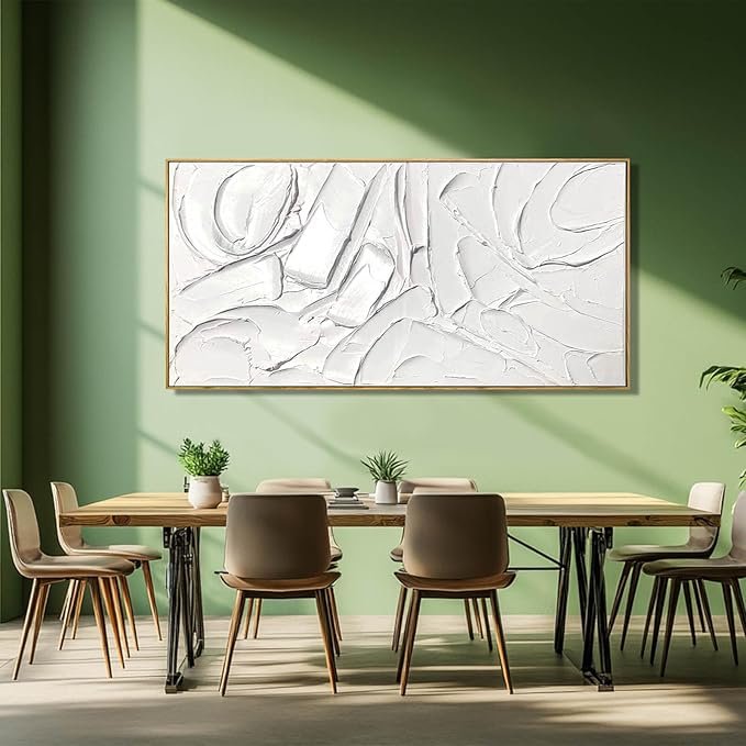 Abstract Oil Painting Artwork Framed Canvas Art Maximalist Decor 24"x48" Modern Painting Wall Art Kitchen Decorations Wall White Office Decor