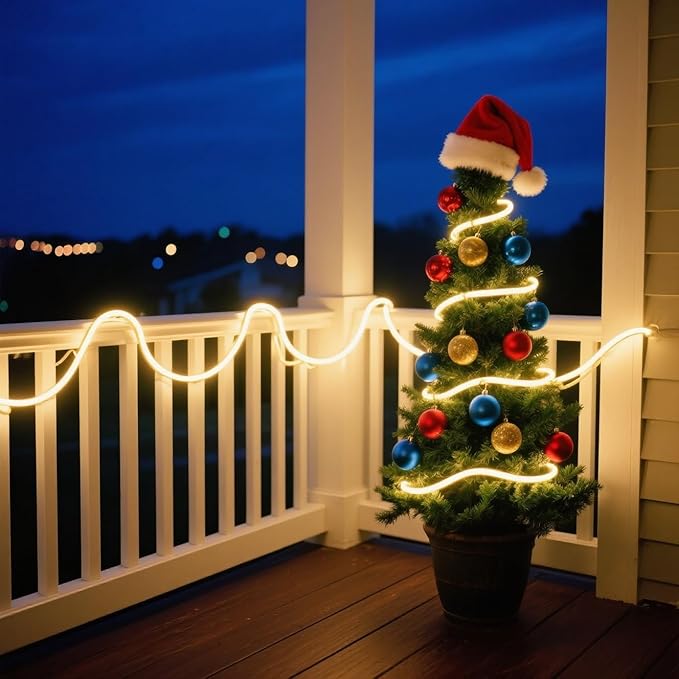 LED Neon Rope Lights AC 120V,120LEDs/M Bright Strip Lighting, ETL Cold-Resistant IP65 Waterproof led Lights Strip for Indoor Outdoor, 8x16mm Warm White 16.4Ft Smooth Continuous Color and not Heat up