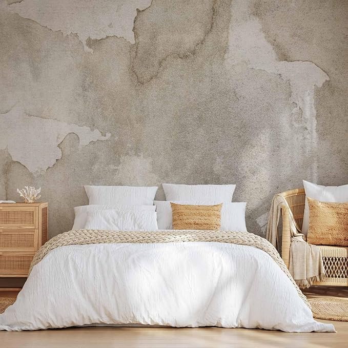 artgeist Wall Mural Steinoptik 154x110 in - Peel and Stick Self-Adhesive Wallpaper Removable Large Sticker Foil Wall Decor Print Picture Image Abstract Concrete Beige Like Painted a-A-10172-a-a