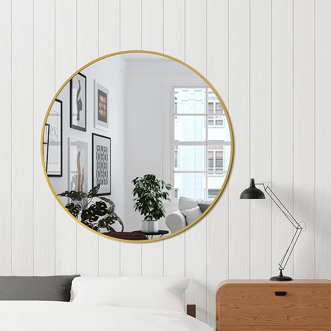 Bathroom Mirrors for Wall,Gold Frame Mirror,30'' Round Circle Mirror for Entryway Bedroom Vanity(30'',Gold)