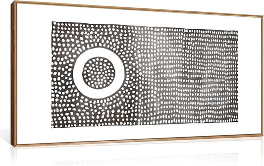 Abstract Round Dot Framed Canvas Wall Art Set,Minimalist Black and White Wall Decor,Neutral Geometric Print,Modern Circle Illustration Mid Century Artwork for Living Room,Bedroom-20 x40