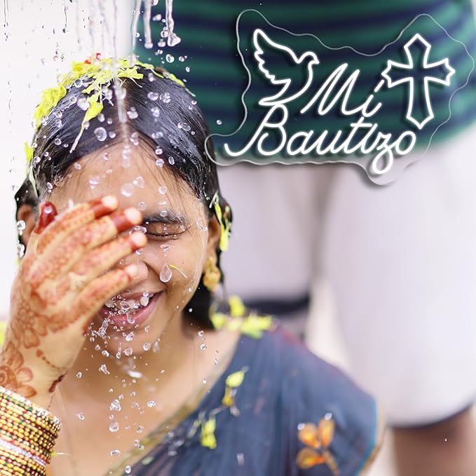 Mi Bautizo Neon Sign for Baptism Decorations Wall Decor,Mi Bautizo 21.6 * 14 inches Led Neon Sign,Mi Bautizo Sign Perfect For Children's Birthday Decoration,Baptism Party,Bedroom,Garden,Birthday Party,Christmas,INSNEnN