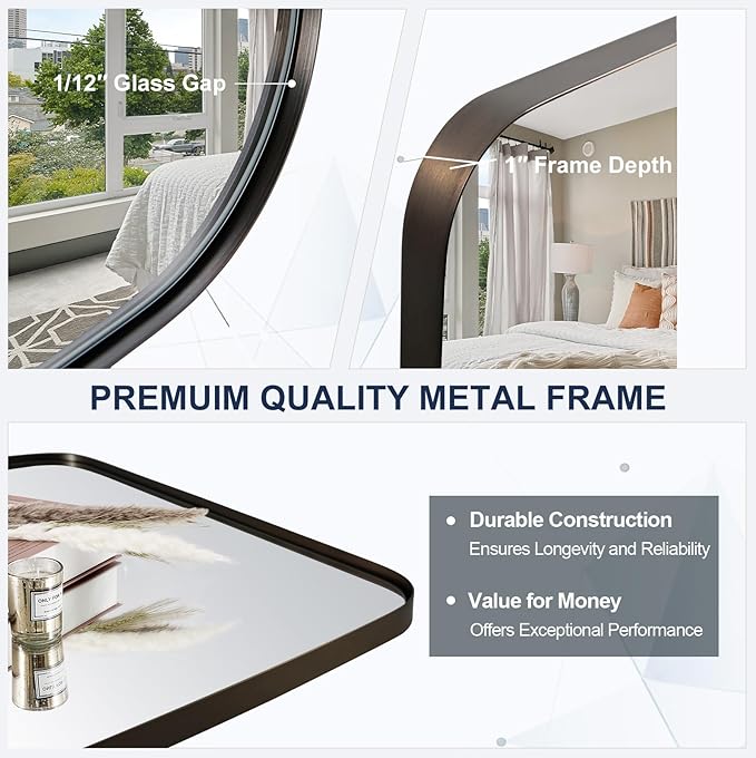 ANDY STAR Bronze Oblong Mirror, 24x36 Inch Brushed Bronze Oval Mirror for Bathroom with Stainless Steel Metal Frame, Wall Mouned for Bathroom, Living Room, Entryway