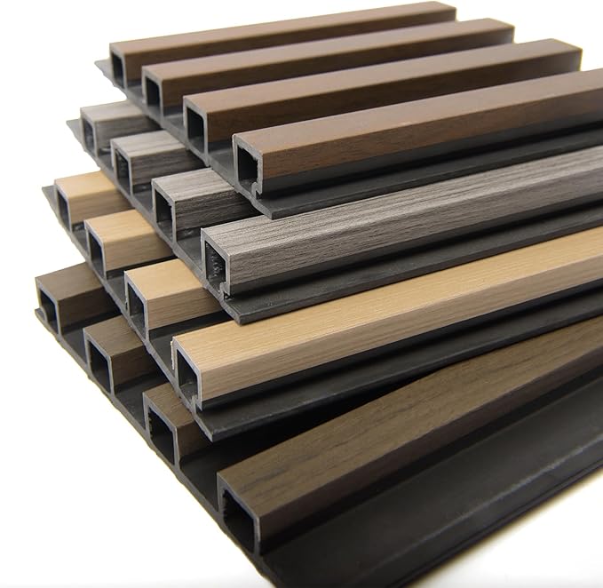 Art3d 4-Pack 6 x 6 Inch WPC Wood Slat Wall Panel for Interior Wall Décor, 3D Wood Fluted Acoustic Wall Paneling for Living Room Bedroom Home & Office - 4 Colors