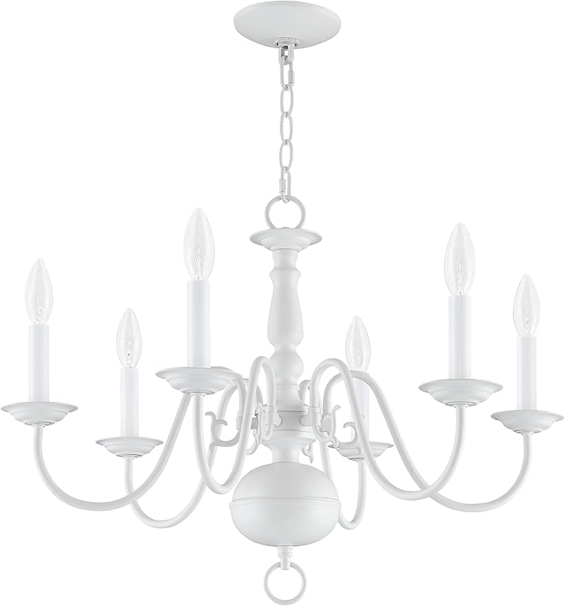 Livex Lighting 5006-03 Williamsburgh 6-Light Chandelier, White