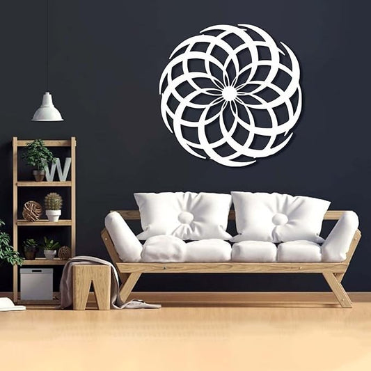 Aportif Metal Abstract Wall Art, Rustic Farmhouse Wall Decor, Boho Decorations, Vintage Artwork, Abstract Decorations, Metal Minimalist Wall Art, Bedroom Decor (White, 24"×24" | 60×60cm)