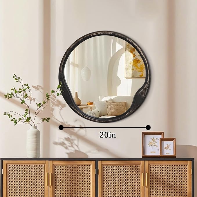 AOAOPQ Circle Mirror Round Mirror Wash Black Frame Wall Mounted Mirrors for Entryway Bedroom Round Mirrors for Wall Decor 20 Inch