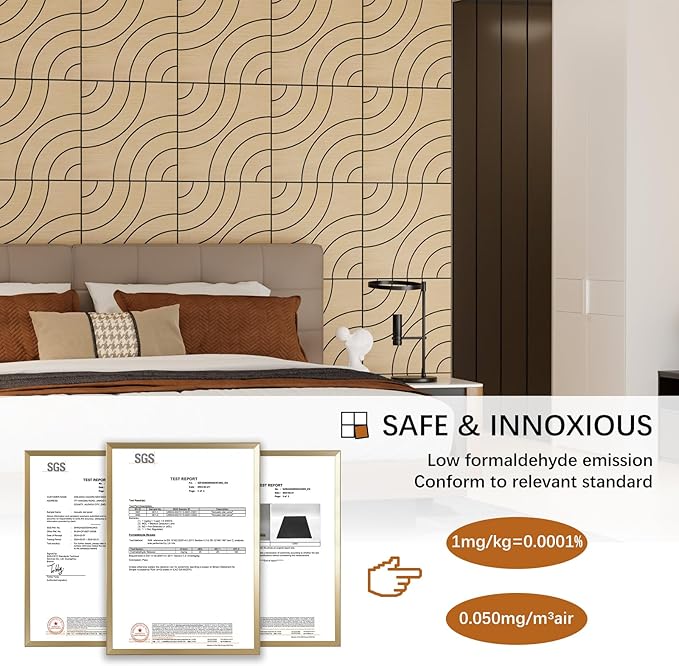 4 Packs Acoustic Wall Panels - Self-Adhesive 3D Wood Slat Wall Panel- Peel and Stick Sound Absorbing Panels for Noise Reducing - Feature Wall Decor for Home & Office