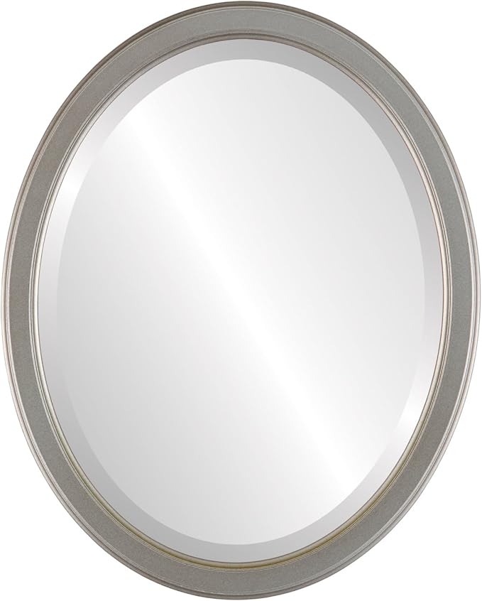 OVALCREST Oval Beveled Wall Mirror for Home Decor - Toronto Style - Silver Shade - 26" x 20"