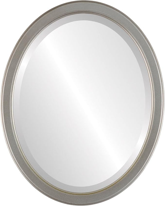 OVALCREST Oval Beveled Wall Mirror for Home Decor - Toronto Style - Silver Shade - 26" x 20"