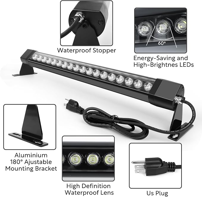 Outdoor Wall Washer Lights 2 Pack,36W 5000K Daylight White Wall Washer Lighting,2FT 120V LED Linear Wall Wash Light Bar for Garden,Backyards,Building,Courtyards Lighting