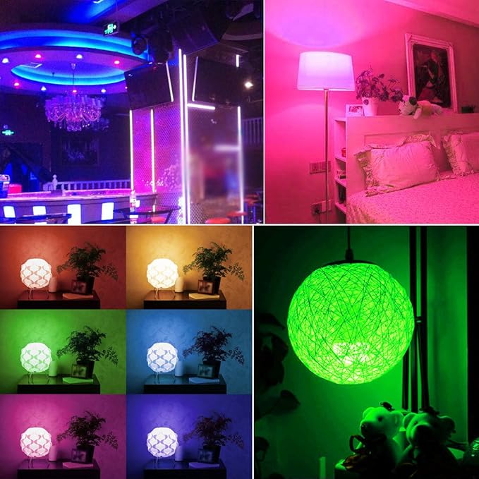 LED Light Bulbs 85W Equivalent 1200lm, RGB Color Changing Light Bulb, 6 Moods - Memory - Sync - Dimmable, A19 E26 Screw Base, Timing Remote Control Included (Pack of 4)