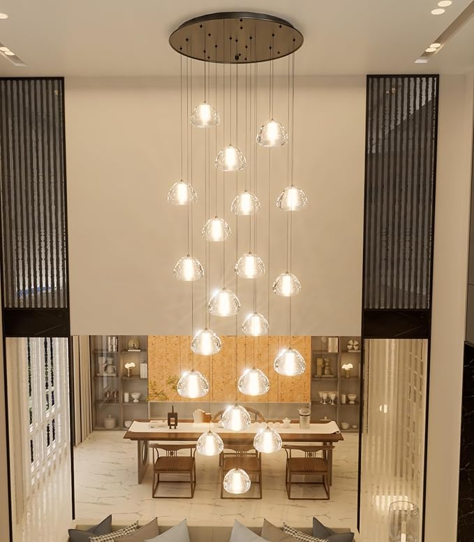 Modern Crystal Chandeliers LED Ceiling Lighting Foyer Large Ceiling Light for Staircase Living Room Hallway Entryway