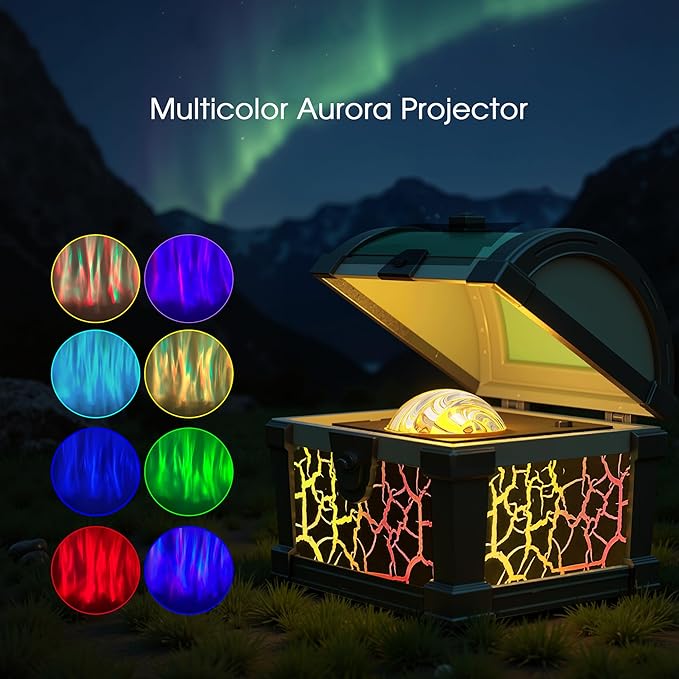 L LOHAS LED Galaxy Projector Night Light, Galaxy & Northern Lights Effect with 8 Colors, Cool Pirate Treasure Nightlight with Timer & Remote Control, for Gifts Kids Boys Girls Bedroom