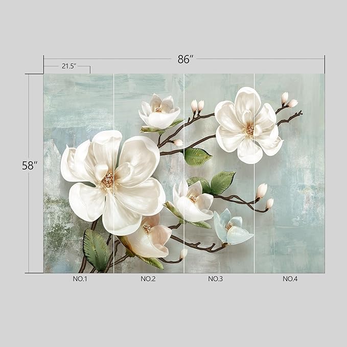 3D Floral Modern Wallpaper Peel and Stick Flowers Wall Mural for Bedroom Living Room - 58"x86"