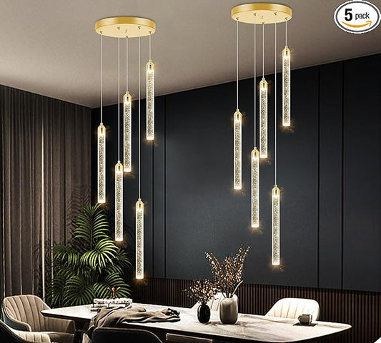 Mini Chandelier Modern Pendant Lights LED Bubble Crystal Kitchen Island Light Fixtures Gold Mini Pendant Lighting for Kitchen Island Dining Room Bedroom Bar Dimmable Ceiling Hanging Lights 2700K 6000K