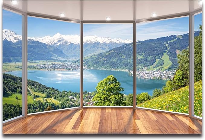 Clouar-3d Window View Bedroom Living Room Mural Wallpaper 158" x 110"(Not Self-Adhesive)