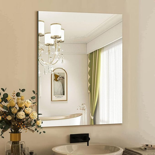 Mirrorons Frameless Mirror, Wall Mirror 24" x 32", Modern Rectangle Bathroom Mirrors for Wall with Polished Edge, Horizontally or Vertically. Upgraded Shatterproof, Entryways, Bathroom, Gym.