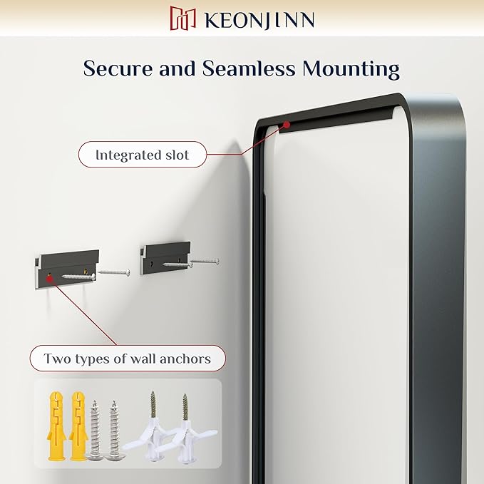 Keonjinn Black Bathroom Mirrors for Over Sink, 40” x 24” Matte Sandblasted Finish Aluminum Vanity Mirror, Rectangle Farmhouse Mirrors with HD Tempered Glass, Anti-rust Wall Mirror, Horizontal/Vertical