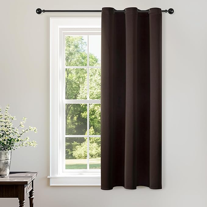 ChrisDowa Grommet Blackout Curtains for Bedroom - Thermal Insulated Room Darkening Curtains for Living Room (1 Panel Set, Brown,42W x 63L)