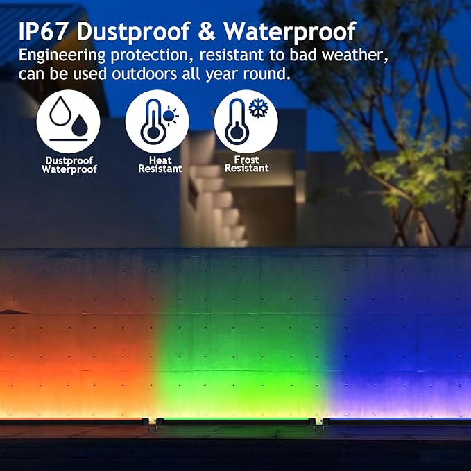 72W Outdoor Wall Washer Light, 48'' Dimmable 5000K RGB LED Wall Washer Light Bar,120V IP67 Waterproof LED Stage Light for Patio Church Landscape Yard Garden 1 Pack