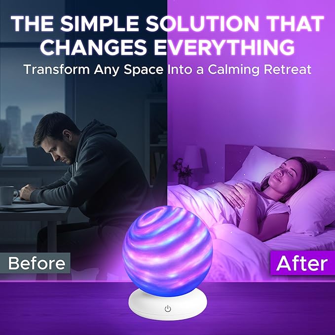 Ocean Wave Projector Light – Galaxy Night Light Projector for Bedroom, LED Sphere Mood Light with 15 Colors, Touch Control & 360° Ambient Glow for Room/Bedroom Decor & Teen/Kids