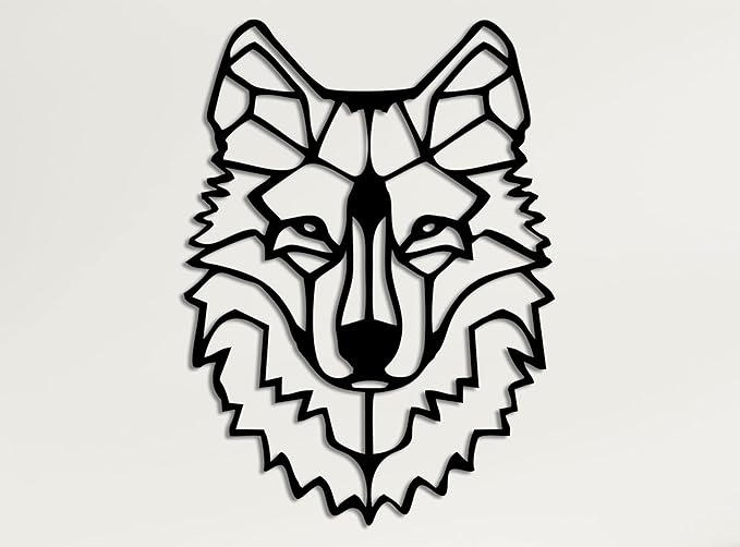 Metal Wall Art - Wolf Head - 3D Wall Silhouette Metal Wall Decor Home Office Decoration Bedroom Living Room Decor Sculpture (17" W x 24" H/43x61cm)