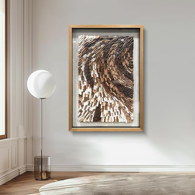 BrightA The Texture Leather Collage Craft Painting With A Contrast Of Brown And White Colors Adds An Artistic Atmosphere And Style To The Space 27.5"x39.4"