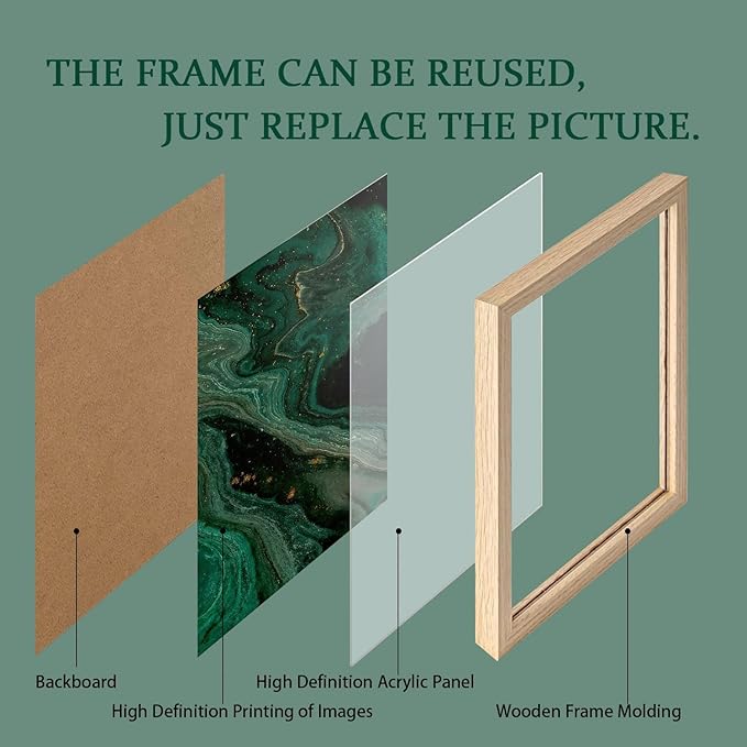 3pcs Wood Framed Green Black Abstract Canvas Wall Art - Deep Space Artwork - Modern Decorative Abstract Prints Posters - Living Room Bedroom Decorative Paintings Gallery Style Wall Hanging Pictures