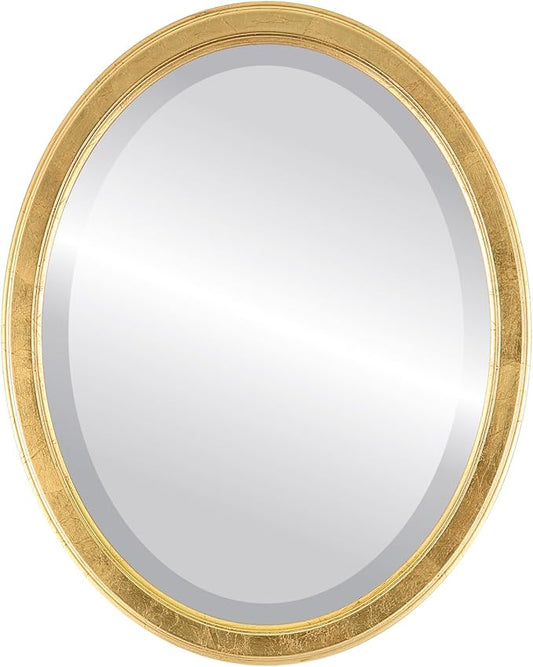 OVALCREST Oval Beveled Wall Mirror for Home Decor - Toronto Style - Gold Leaf - 26" x 20"