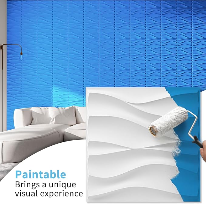 Art3d 20 Pack Decorative 3D Wall Panels, 19 Sq.Feet PVC Interior Wall Décor, 11.8"x11.8", White