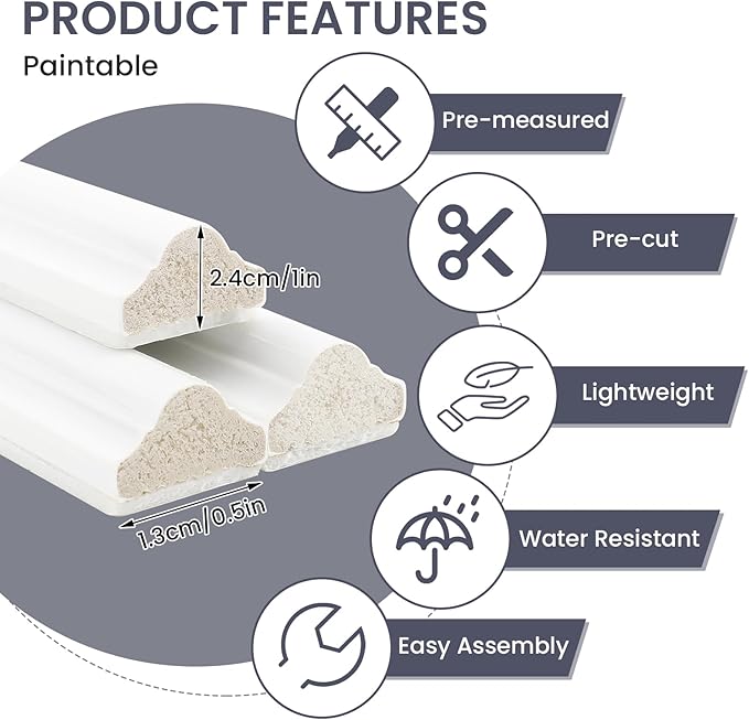 1 Set Peel and Stick Door Moulding Kit 3-Layer Premade Door Panels Molding Trim Self Adhesive 3D Trim for Mirror Window Frame Decor(Top 9"x34.6"*2, Bottom 9" X 25.4"*2)