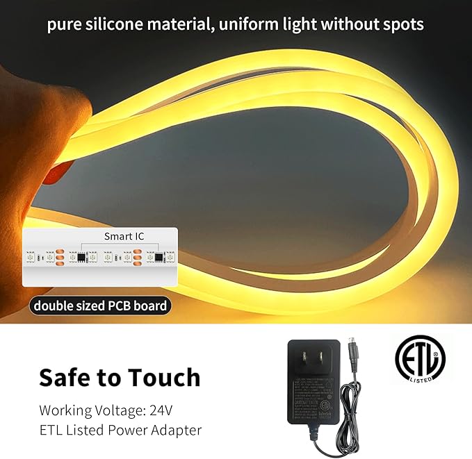 Neon Rope Lights 20FT RGB IC, Neon Light Strip LED Strip Lights for Bedroom with Remote&App IP65 Waterproof Music Sync, Color Changing Rainbow LED Rope Lights for Wall Decor Indoor Outside