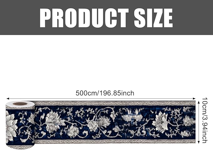 Nuxovilar Wallpaper Border Peel and Stick, Vintage Floral Pattern Self-Adhesive Wallpaper, PVC Material 3.94×16.4 Ft, Decorative for Living Room, Bedroom, Home Renovation