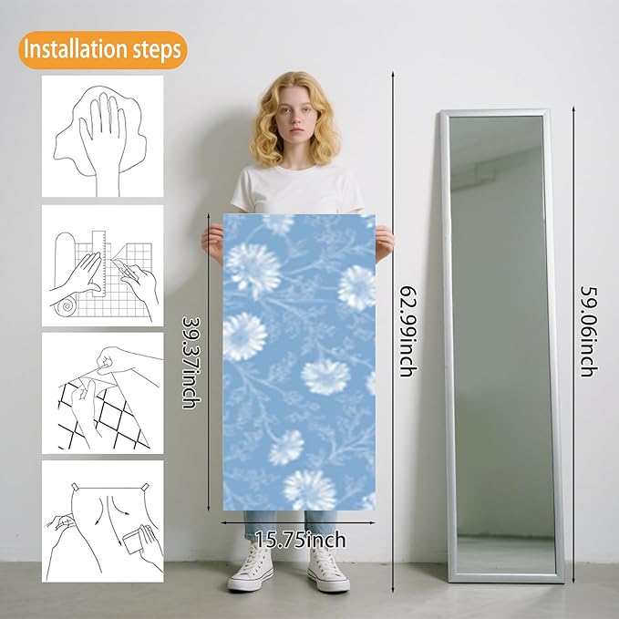 Nuxovilar Light Blue Snowflake Textured Peel and Stick Wallpaper, 15.75"x39.37", Self-Adhesive Contact Paper, Winter Holiday Theme for Bedroom, Living Room and Table Decor