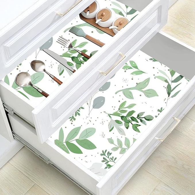 Modern Sage Green Leaf Peel and Stick Wallpaper Boho Botanical Eucalyptus Removable Leaf Floral Contact Paper Self Adhesive Vinyl Wallpaper for Cabinets Farmhouse Bedroom and Bathroom 17.5" x 118"