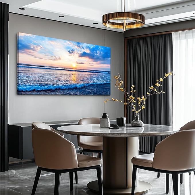 Canvas Wall Art for living room blue beach ocean sea waves landscape Wall Decor Ready to Hang Home Decorations bedroom kitchen bathroom inspirational Canvas prints posters painting wall mural Artwork