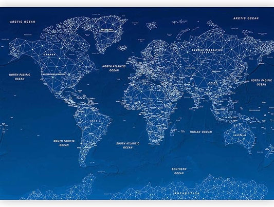 artgeist Premium Wall Mural World Map 138x101 in - XXL Non-Woven Wallpaper Fleece Wall Decor Photo Print Picture Image Design Home Map of The World k-A-0125-a-a