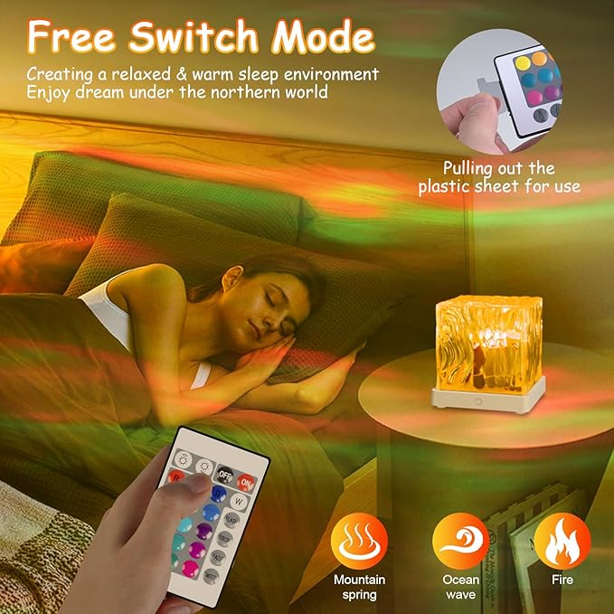 Lumena Lamp Ocean, 18 Colors Northern Lights Projector with Remote, 30 Lighting Modes Ocean Wave Light Galaxy Projector, Ambient Lighting Room Decor Water Light for Teen Girls