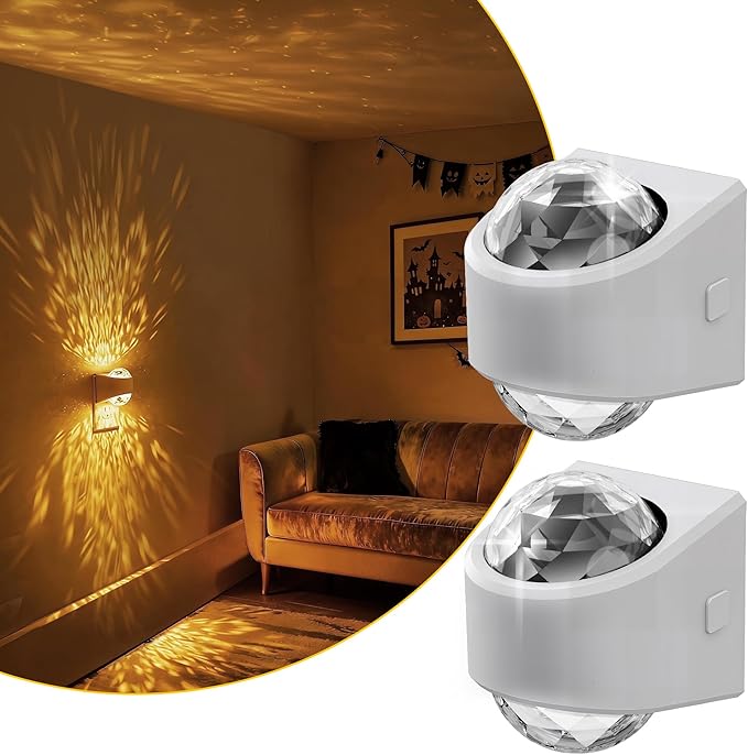 L LOHAS LED Projector Night Light, 2Pack Night Lights Plug into Wall with Dusk to Dawn Sensor,3000K Soft White Projector Nightlight for Kids Playroom Home Theater Party