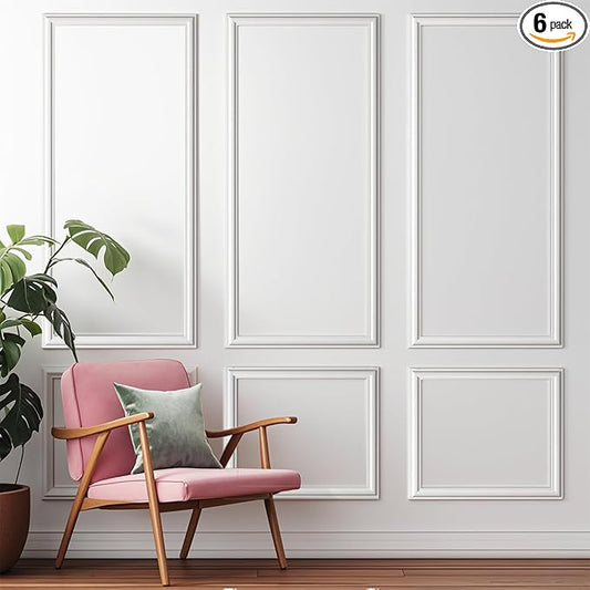 Fancat Peel and Stick Wall Molding Kit - 3D Premade Self-Adhesive Wainscoting Panels, Easy-to-Install Peel & Stick Wall Panels, Wall Panels for Living Room Bedroom(3 Top & 3 Bottom,54 x 24 in)