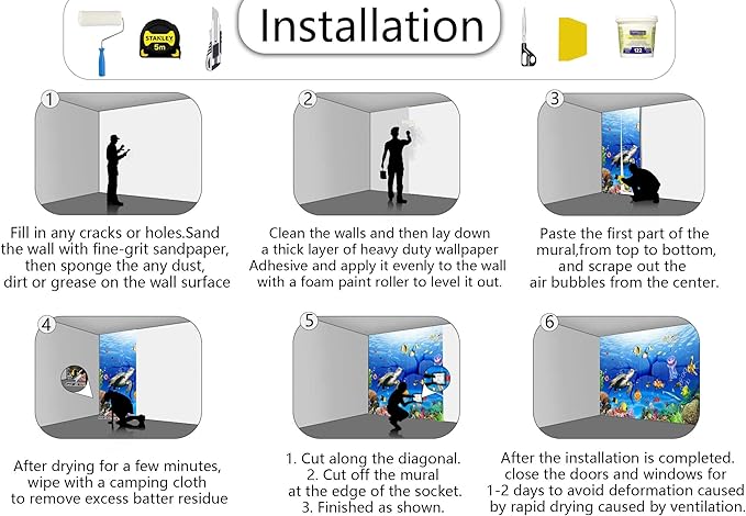 Ocean Wallpaper The Underwater World Sea Turtle Fish Wall Mural for Kids Rooms Living Rooms Bedrooms