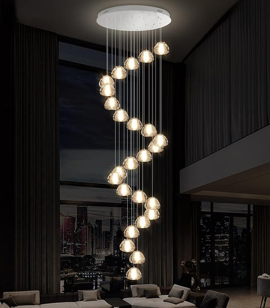 25-Lights Modern Crystal Chandeliers for Staircase LED Handing Light Fixture for Foyer Hallway
