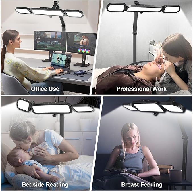 LED Desk Lamp with Clamp,Adjustable Swing Arm Desk Lamps for Home Office,Dimmable Tempering Eye Care Light Bright Modern Led Table Lamp