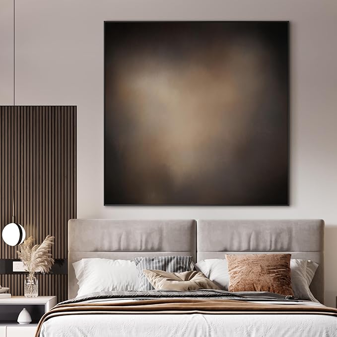 36"x36" Large Framed Wall Art - Moody Brown and Black Toned Abstract (Frame Assembly Required)