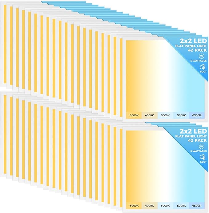 AIKVSXER 42 Pack 2x2 LED Flat Panel Light, Flush Mount Ceiling Light Kitchen Lighting Fixtures,Bright 6500LM,0-10V Dimmable,Switchable 3000K/4000K/5000K/5700K/6500K, 30W/35W/40W/45W/50W